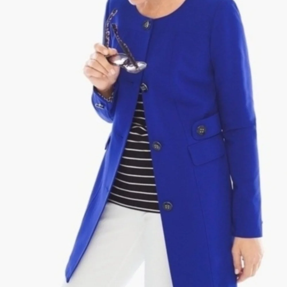 Chico's Royal Blue Trench Coat - Picture 3 of 9